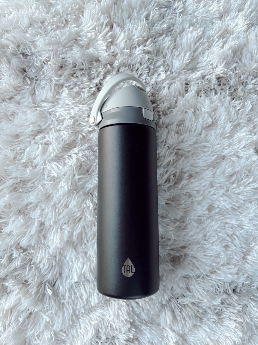 TAL Black Stainless Steel Travel Bottle with Gray Lid